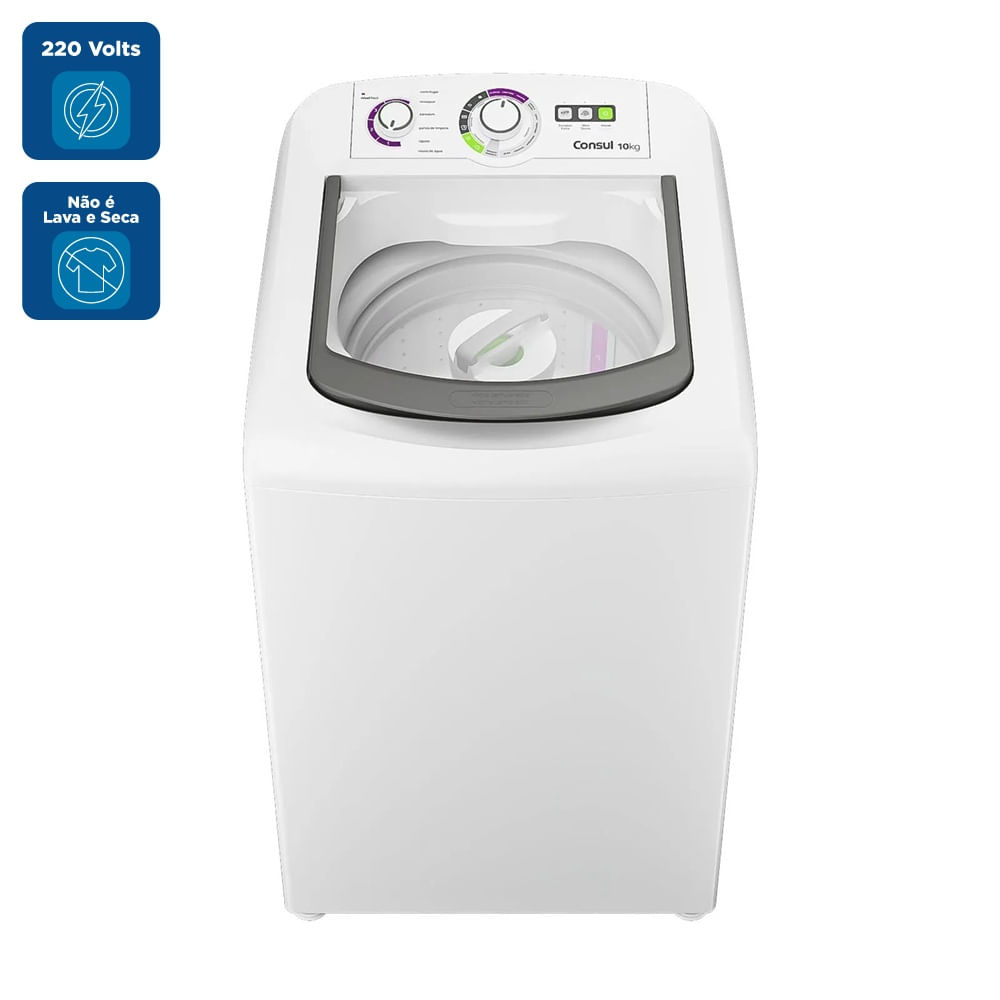 Lavadora de Roupas Consul 10Kg com Dosagem Econômica Branca CWB10BB - 220 Volts